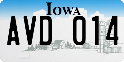 IA license plate AVD014