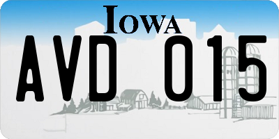 IA license plate AVD015