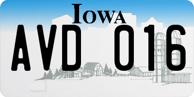 IA license plate AVD016