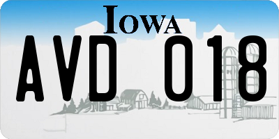 IA license plate AVD018