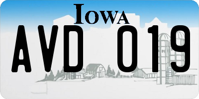 IA license plate AVD019