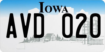 IA license plate AVD020