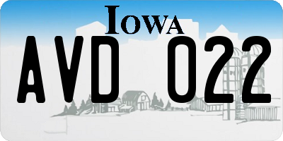 IA license plate AVD022