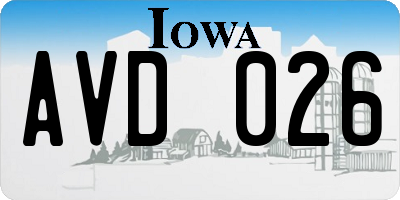 IA license plate AVD026