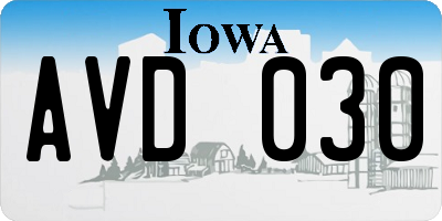 IA license plate AVD030