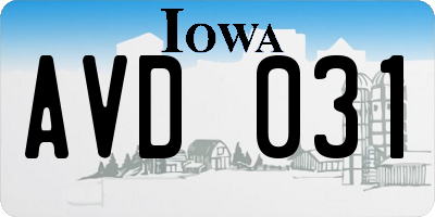 IA license plate AVD031
