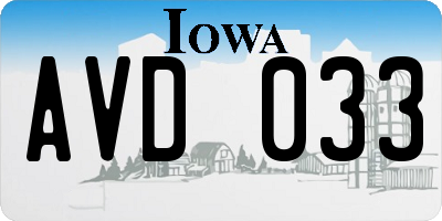 IA license plate AVD033