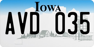 IA license plate AVD035