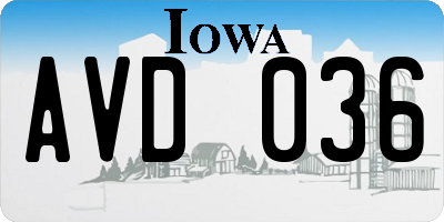 IA license plate AVD036
