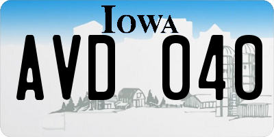 IA license plate AVD040