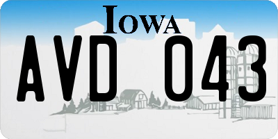IA license plate AVD043
