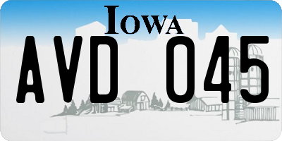 IA license plate AVD045