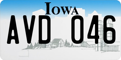IA license plate AVD046