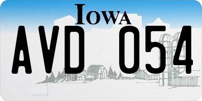 IA license plate AVD054