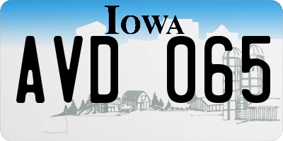 IA license plate AVD065