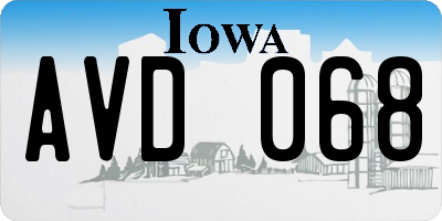 IA license plate AVD068