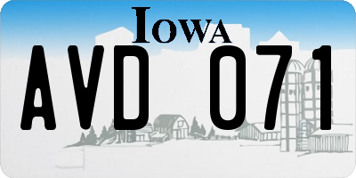IA license plate AVD071