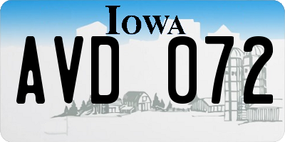IA license plate AVD072