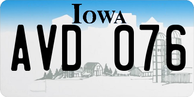 IA license plate AVD076
