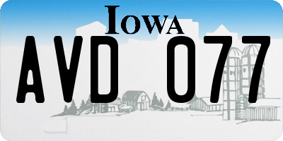 IA license plate AVD077
