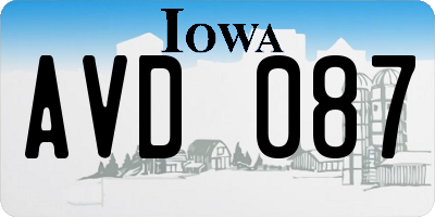 IA license plate AVD087