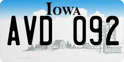 IA license plate AVD092