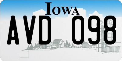 IA license plate AVD098