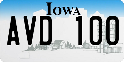 IA license plate AVD100