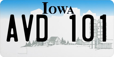 IA license plate AVD101