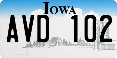 IA license plate AVD102
