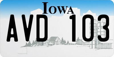 IA license plate AVD103
