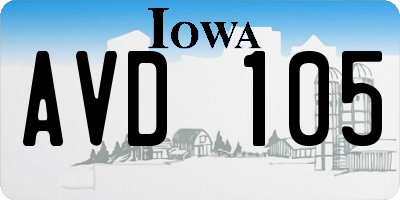 IA license plate AVD105