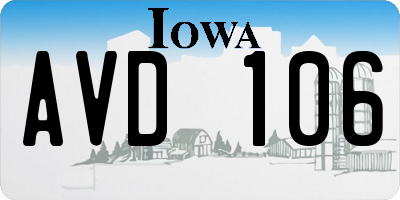 IA license plate AVD106