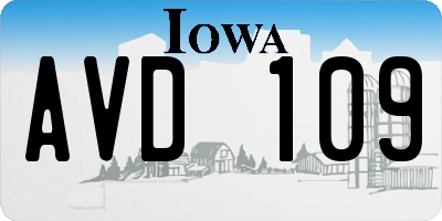 IA license plate AVD109
