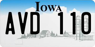 IA license plate AVD110