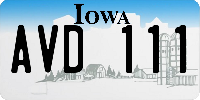 IA license plate AVD111