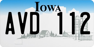 IA license plate AVD112