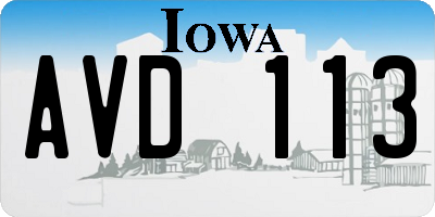 IA license plate AVD113