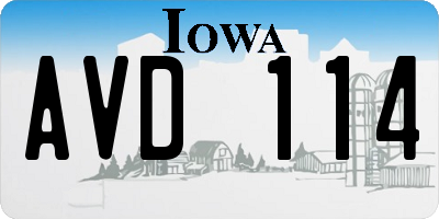 IA license plate AVD114