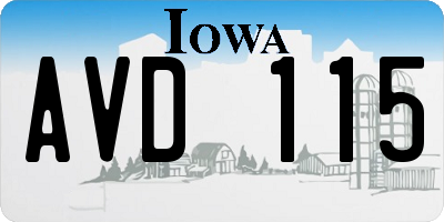 IA license plate AVD115