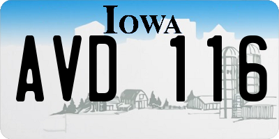 IA license plate AVD116