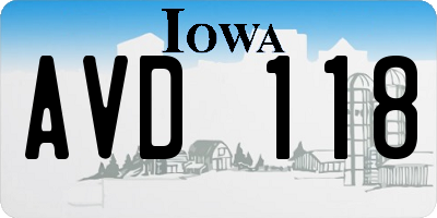 IA license plate AVD118