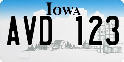 IA license plate AVD123