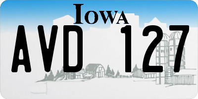 IA license plate AVD127