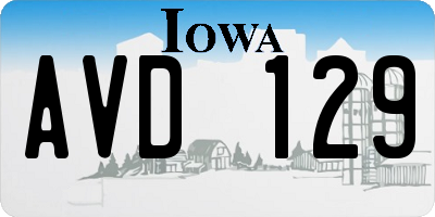 IA license plate AVD129