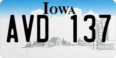 IA license plate AVD137