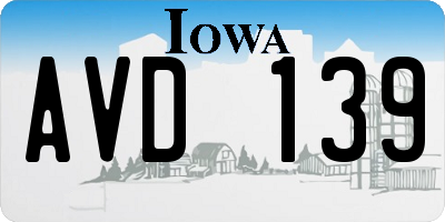 IA license plate AVD139