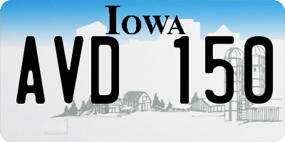 IA license plate AVD150