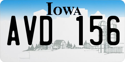 IA license plate AVD156