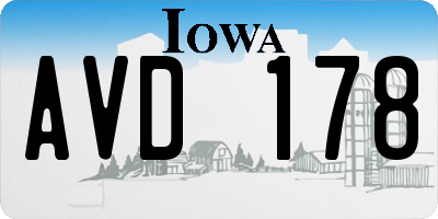 IA license plate AVD178